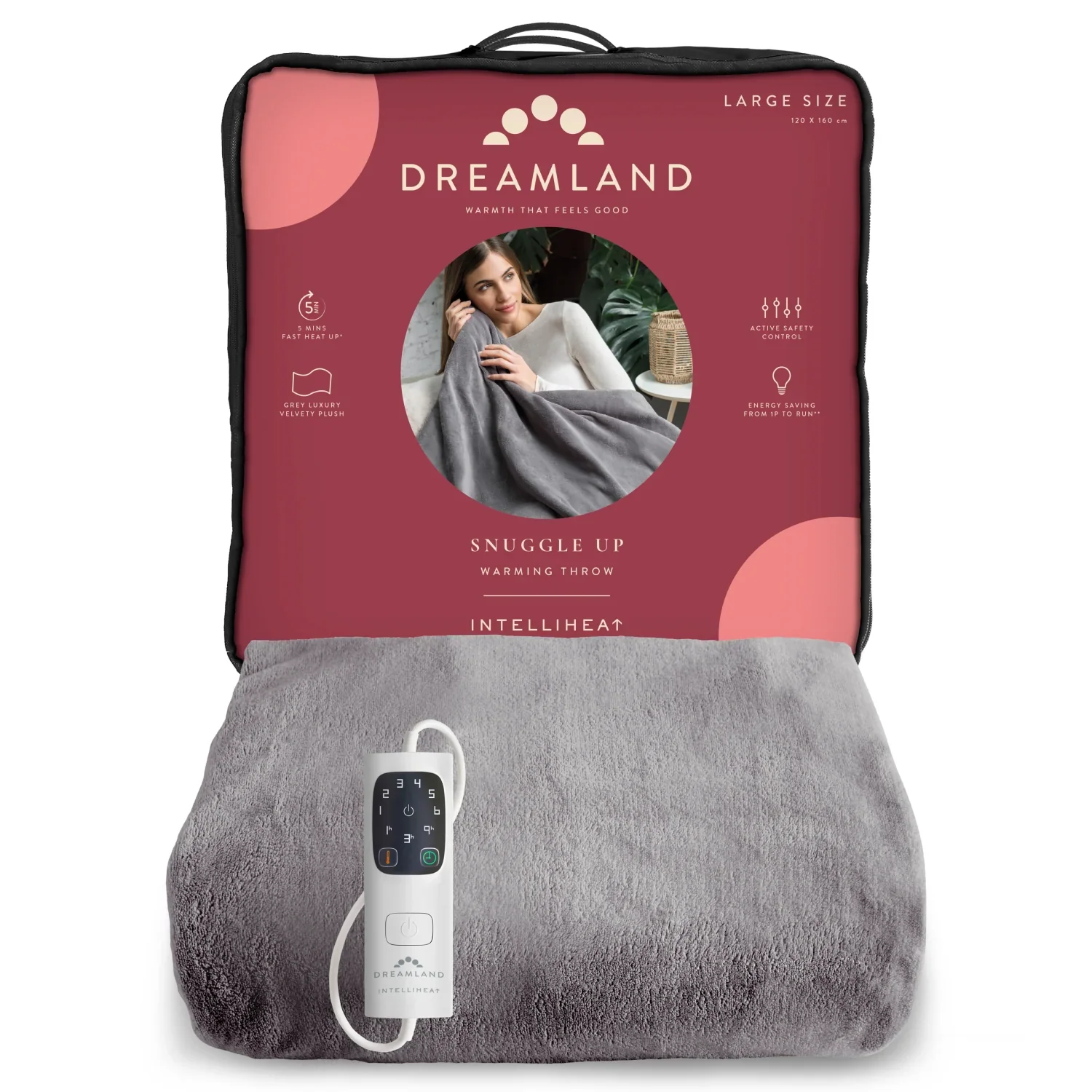 Snuggle Up Luxury Heated Throw Black & Grey Bundle - Image 4